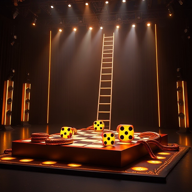 Snake and Ladders Live game show board with dice hero