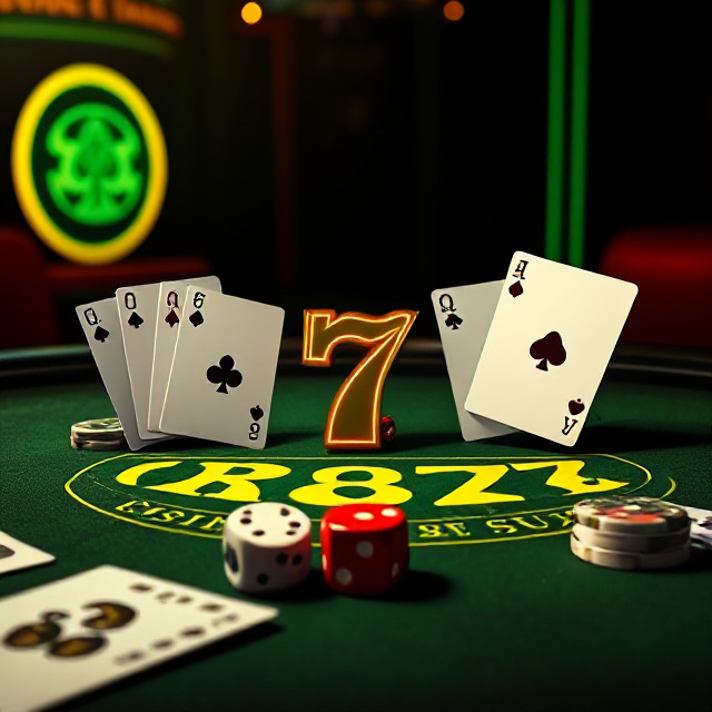One Blackjack Crazy 7 side bet with cards and dice