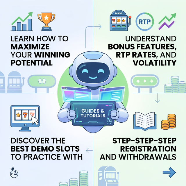 Online casino guide infographic robot presenter Singapore Pragmatic Play slots