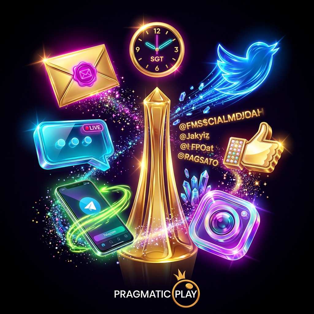 A high-end avant-garde vector illustration showcasing Pragmatic Play contact methods, featuring golden email icons, neon live chat bubbles, and social media symbols in a vibrant black and gold luxury theme with electric neon accents.